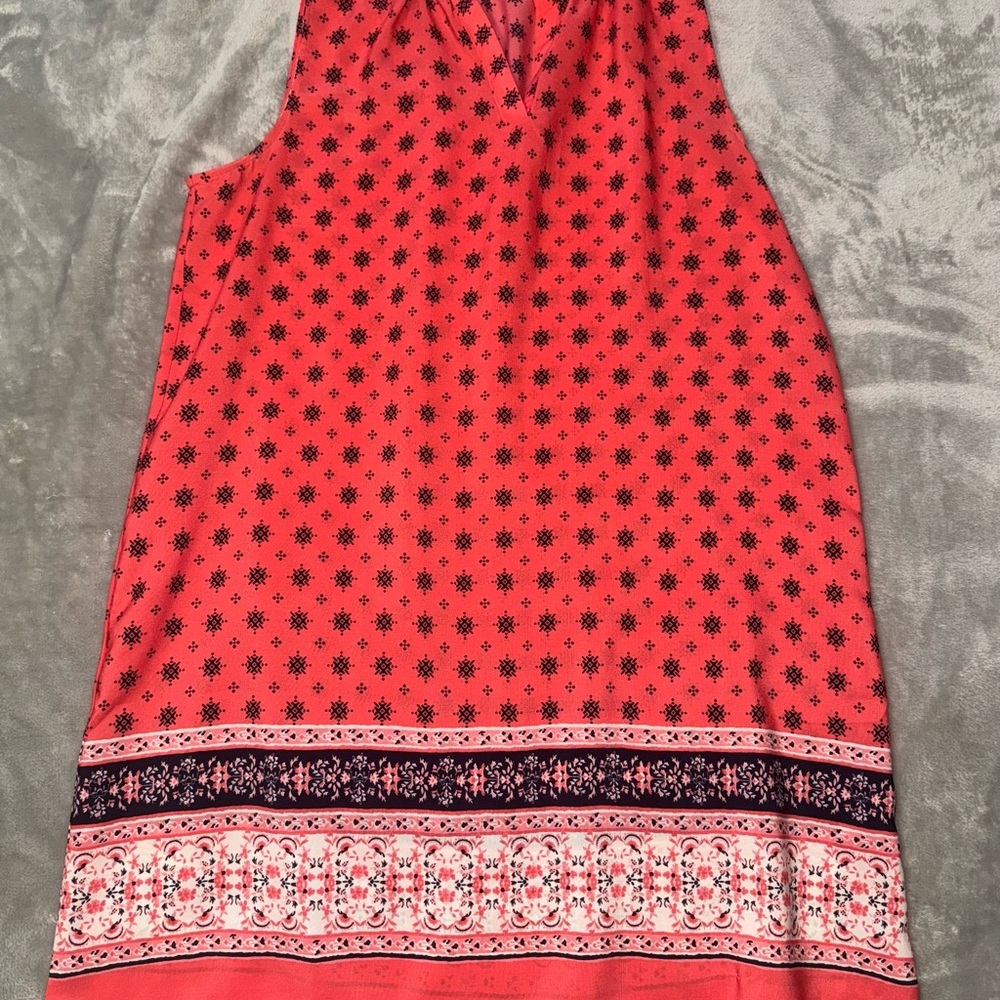 Orange Sleeveless Patterned Dress
